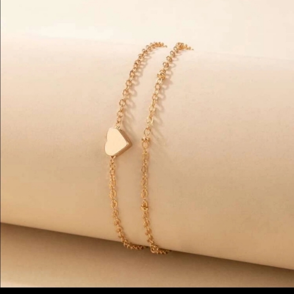 Double Wrap Heart Ankle Bracelet - Picture 4 of 4